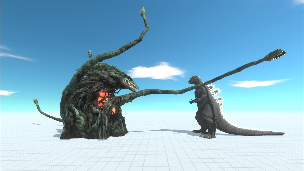 Godzilla Biollante strike Gojira In middle of City - Animal Revolt Battle Simulator Mod