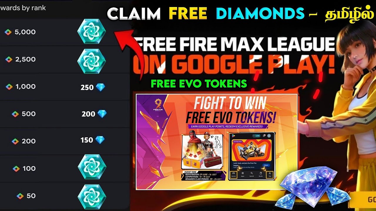 💥 CLAIM FREE DIAMONDS+ EVO TOKENS 😱 200% FREE 🎁 EMOTE 💎 FREE FIRE MAX LEAGUE ON GOOGLE PLAY TAMIL