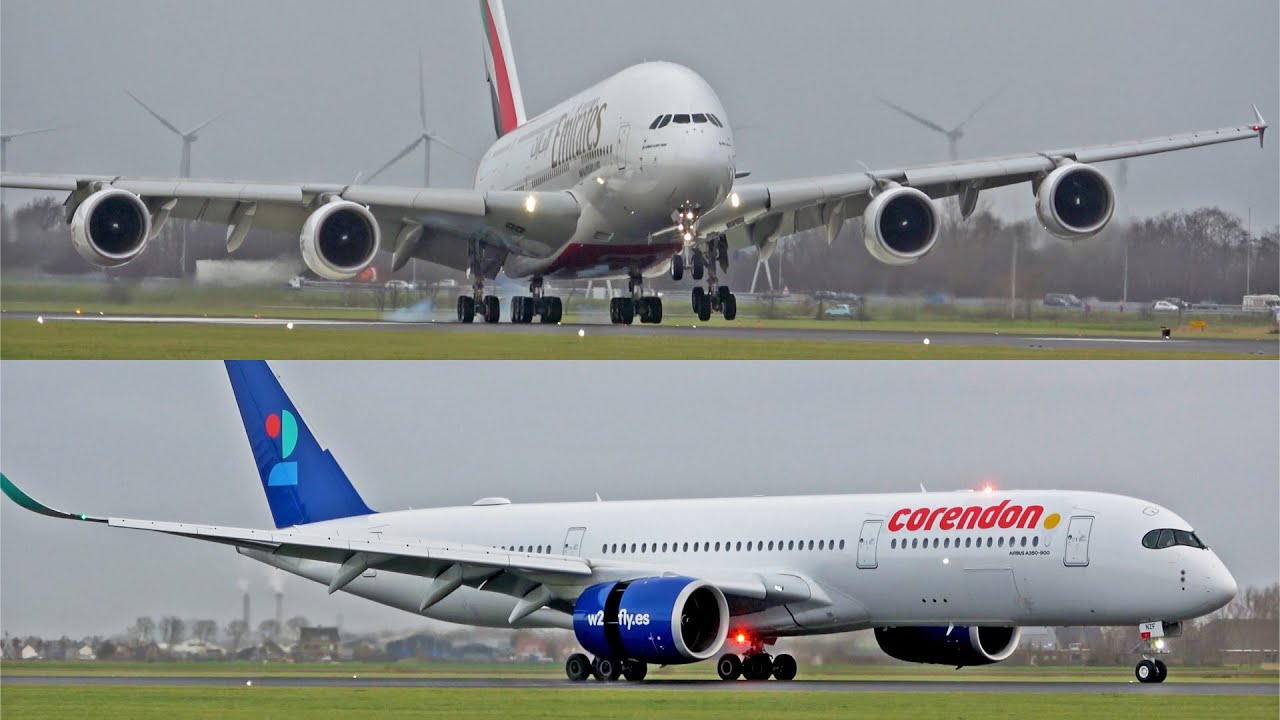 AMSTERDAM SCHIPHOL AIRPORT PLANESPOTTING DECEMBER 2023 WITH MANY CROSSWIND LANDINGS