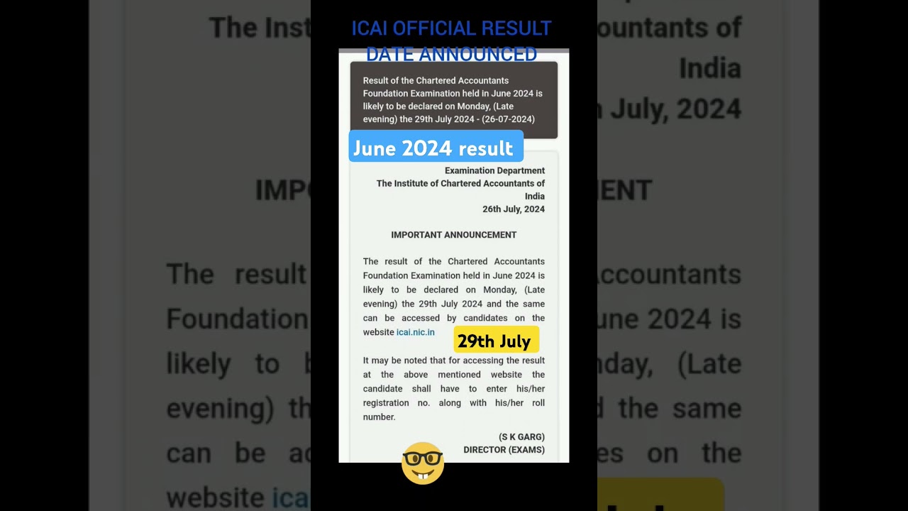 June 24 RESULT DATE ANNOUNCED 🔥!!#youtubeshorts #ytshorts #shorts #youtube #icai #ca foundation