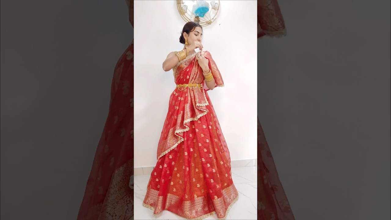 TRY This Elegant Lehenga saree draping|day107/365|#sareewearing #sareedrapings #fashion