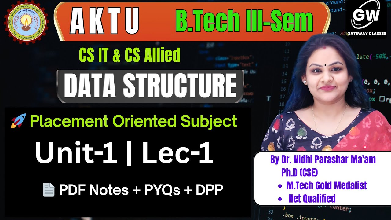 🆓 Data Structure Unit-1 Lec-1 | First Class Free | Start Your DSA Journey Today!