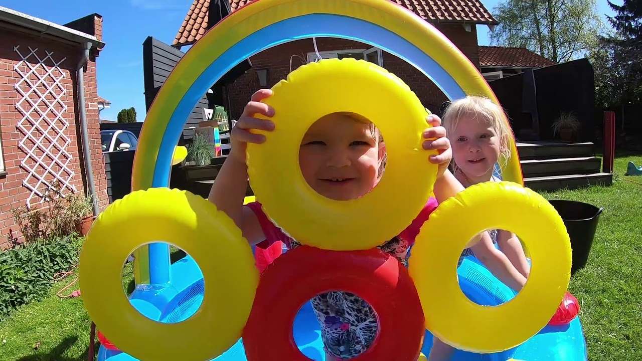 Intex Rainbow Ring Inflatable Play Water Park Slide Review
