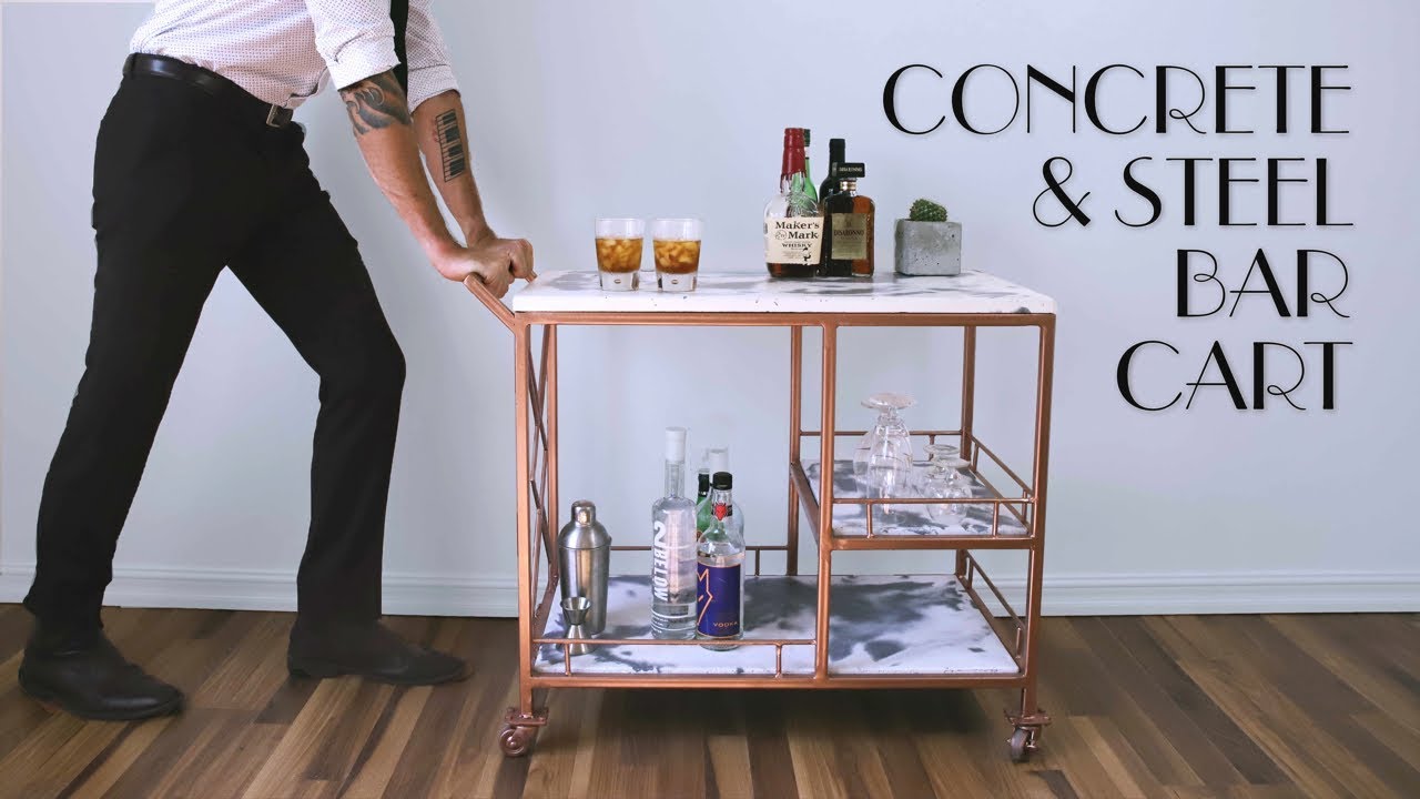 DIY Marble Concrete & Steel Bar Cart | GFRC | Modern