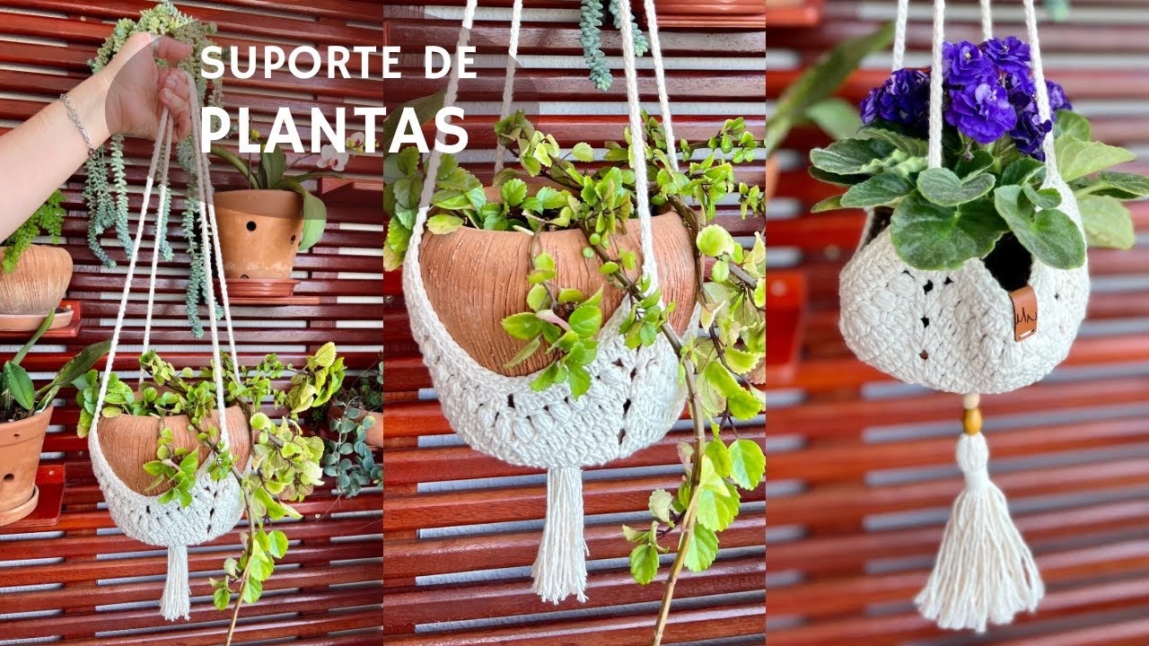 SUPORTE PARA  PLANTAS EM CROCHÊ - PENDENTE LINDO, PRÁTICO  E FÁCIL DE FAZER, VOCÊ VAI AMAR!!!