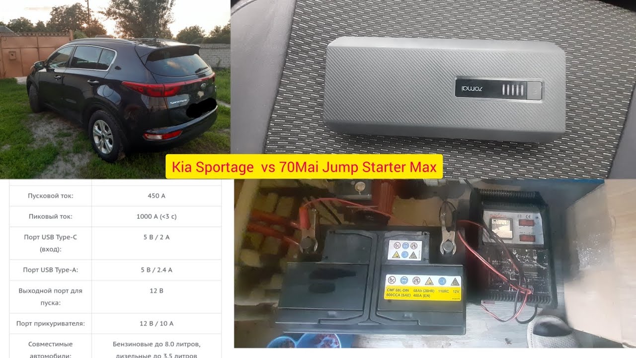 Kia Sportage 1.7crdi QL#70mai Jump Starter Max#Аккумулятор сел#Сможет ли завести#Пусковое устройство