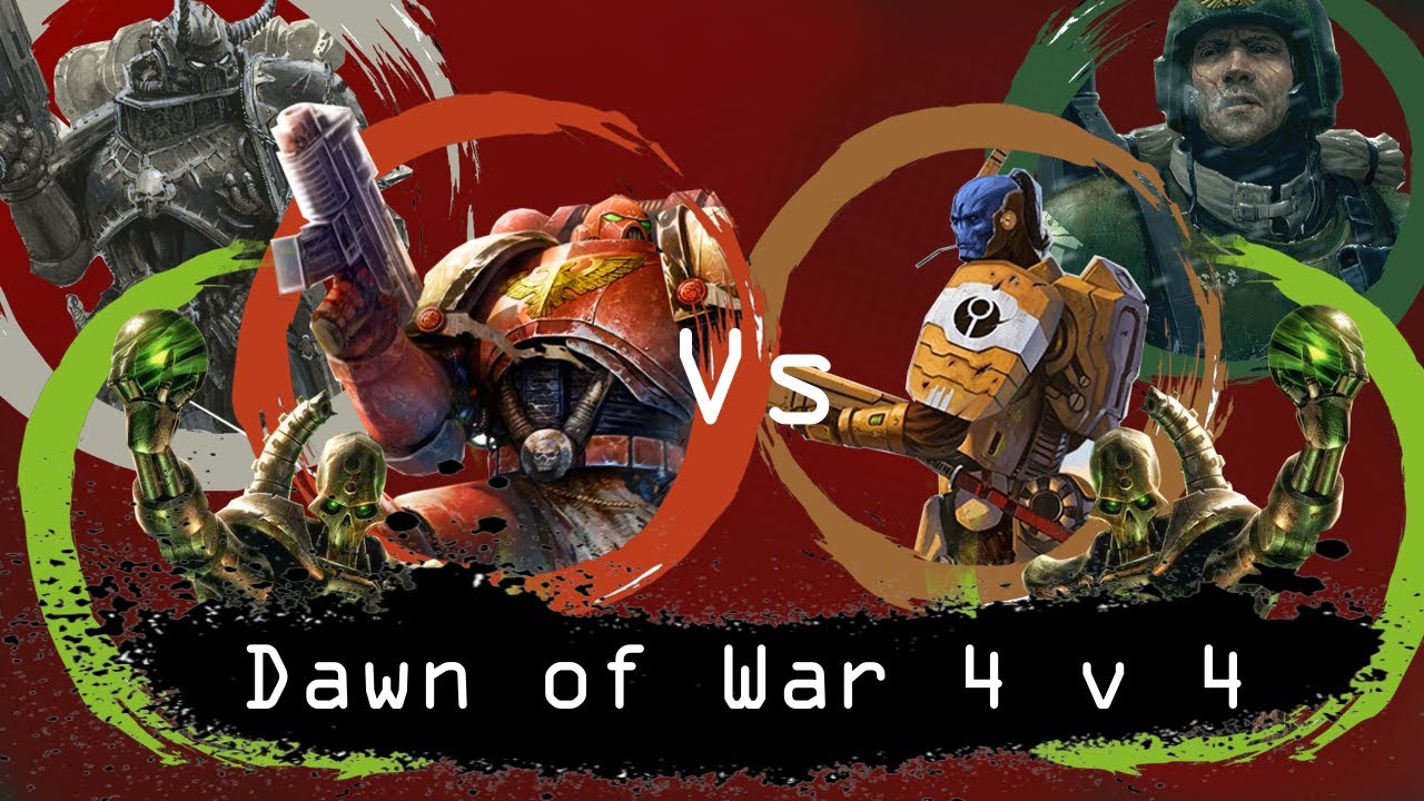 Dawn of War Soulstorm 4 v 4 Chaos, Necrons and Space Marines vs Imperial Guard, Necrons and  Tau