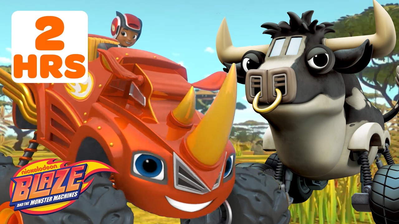 Rhino Blaze Rescues Wild Animals! 🐮 | 2 Hour Compilation | Blaze and the Monster Machines