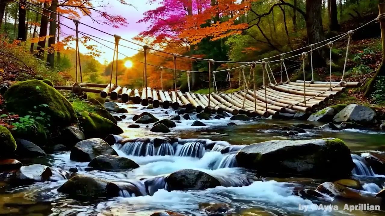 “Peaceful River Sunset 🌅 | Relaxing Waterfall & Nature Sounds for Deep Relaxation”