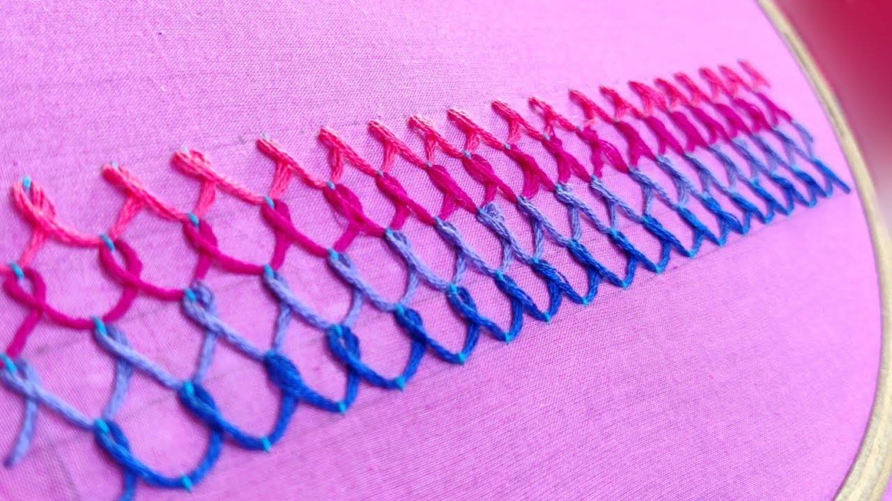 Simple Nakshi Katha Border Design for Dress/Edges/Sleeves (Hand Embroidery Work)