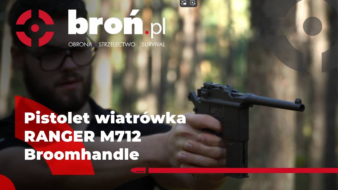 Pistolet wiatr&oacute;wka RANGER M712 Broomhandle FULL AUTO BLOWBACK kal. 4,5BB 19-strzałowy KWC C96