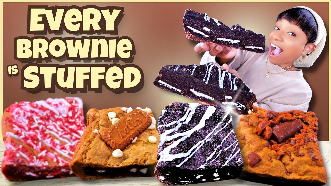 Giant Stuffed Brownie Box 🤯 No Talking Mukbang