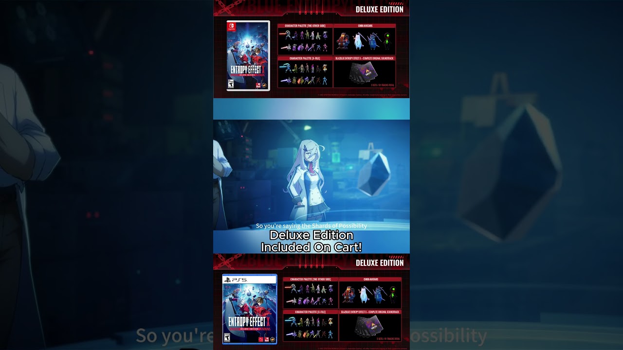 Deluxe Edition Upgrade for BlazBlue Entropy Effect X is included on disc/cart!