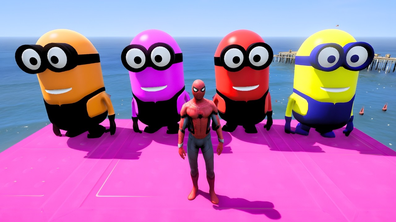 GTA 5 Epic Ragdolls RED SPIDERMAN VS RED MINION VS GREEN MINIONEuphoria Physics & Funny Fails 65