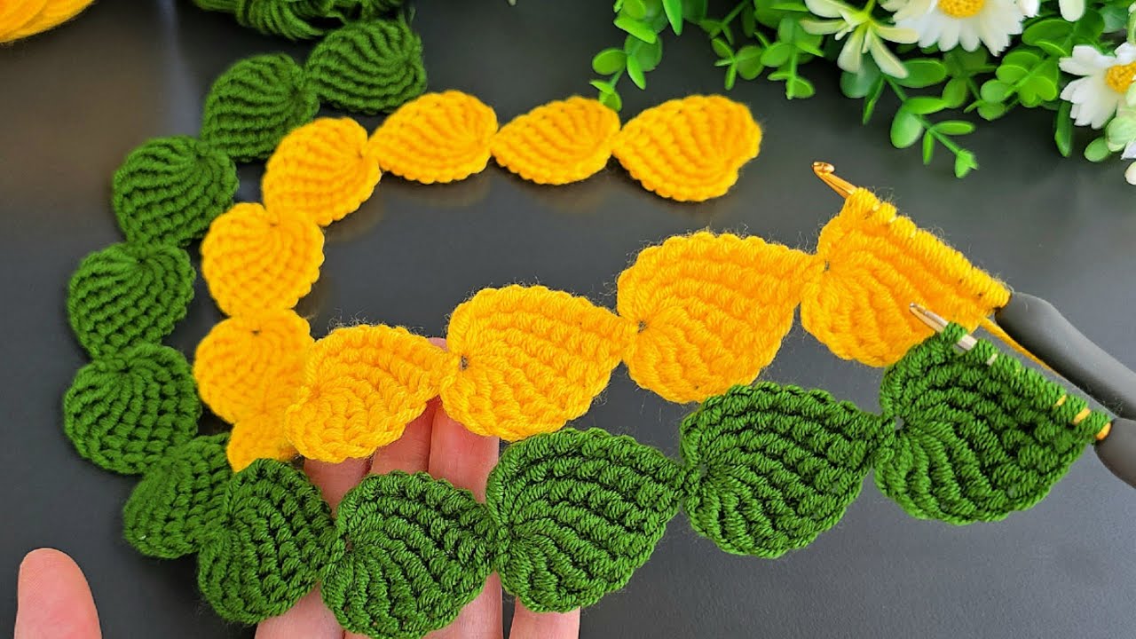 SUPER BEAUTIFUL 😉 Easy Leafy Hair Band & Bag Handle | Tunisian Crochet Tutorial Step by Step