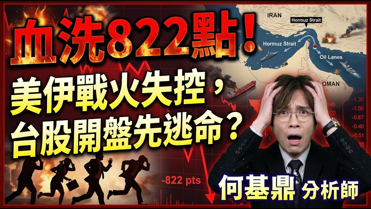 【血洗822點！美伊戰火失控，台股開盤先逃命？】何基鼎分析師 2026.03.21