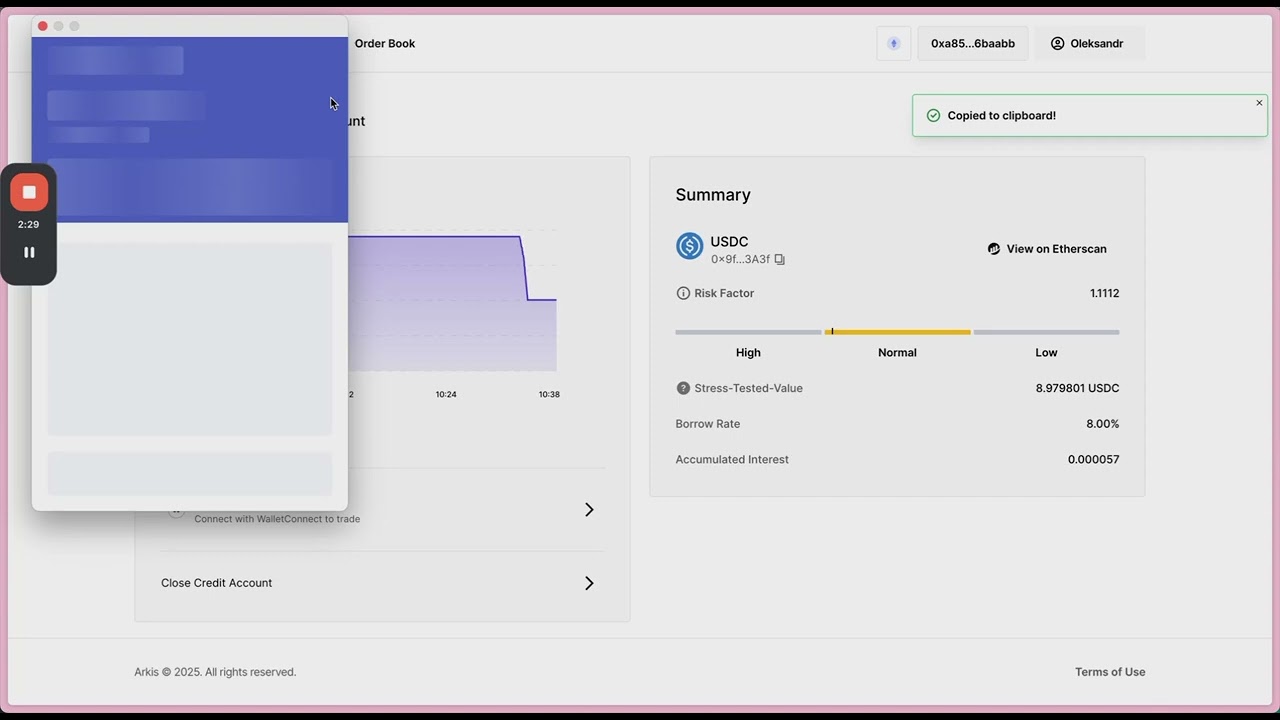 Using ARKIS Over Collateralized Withdrawals. Part 1
