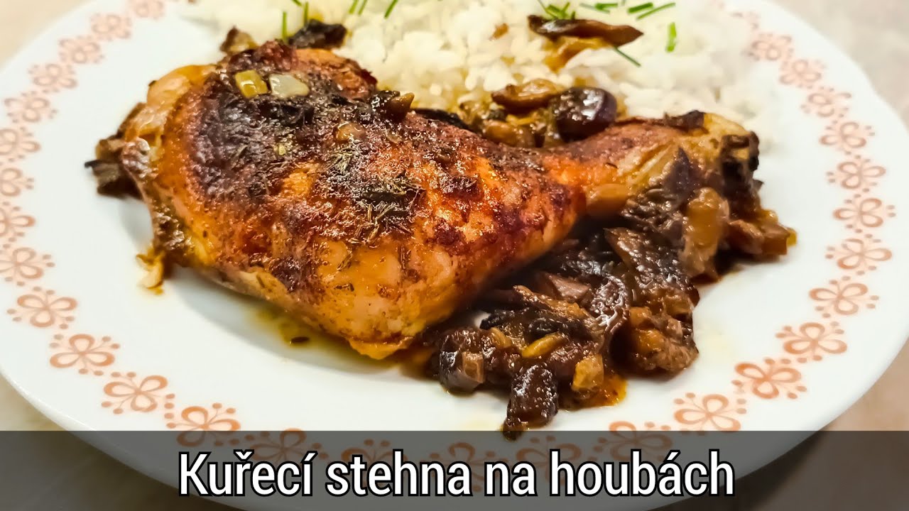 Kuřecí stehna na houbách s rýží 🤩🤩🤩 - recept