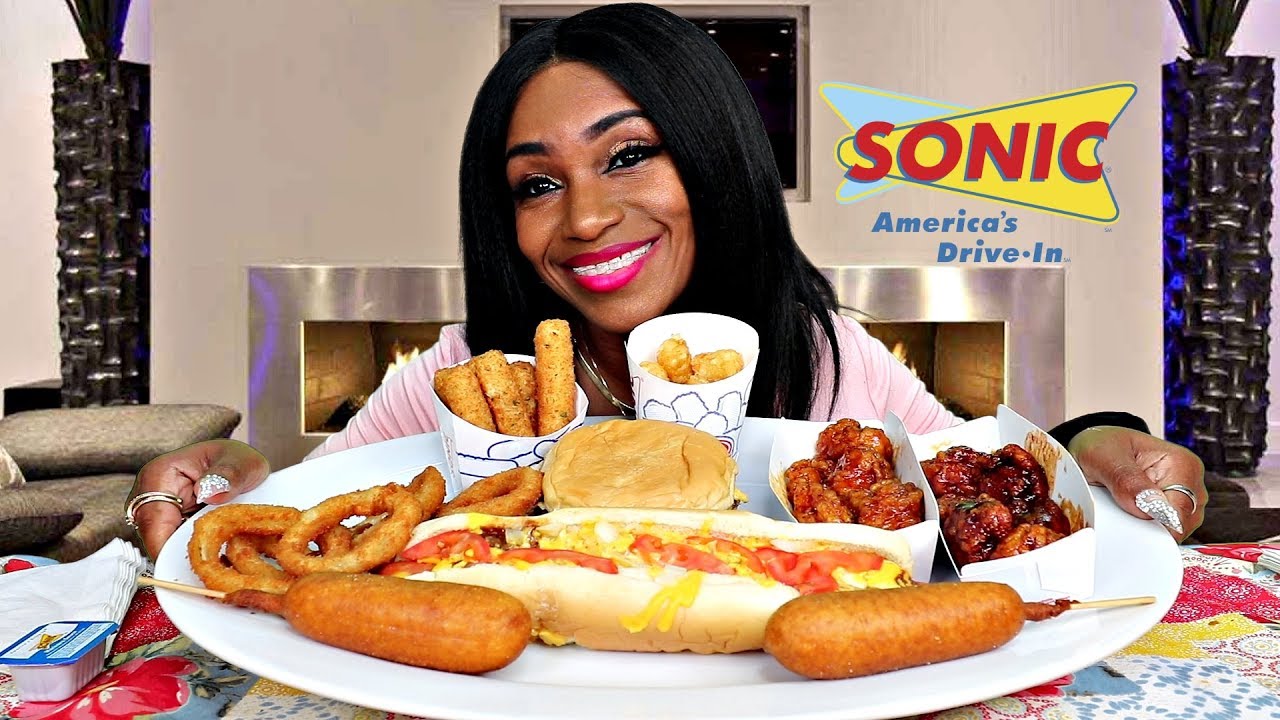 Sonic Mukbang, Corn dogs, Foot Long hot dog, chicken wings, tater tots