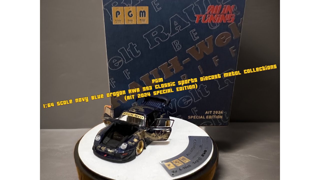 PGM 1:64 Navy Blue Dragon RWB 993 Classic Sports Diecast Metal Collections(AIT 2024 SPECIAL EDITION)