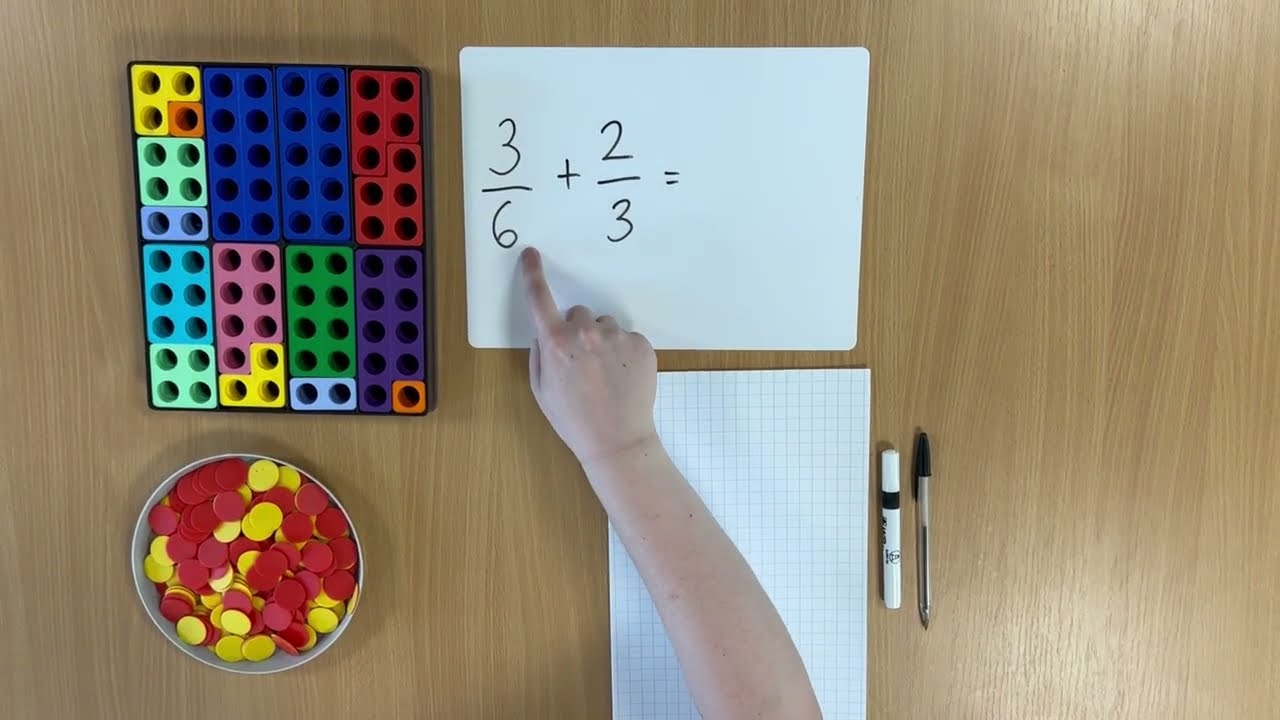 Year 5 - Adding fractions with denominators that are multiples of each other - Numicon