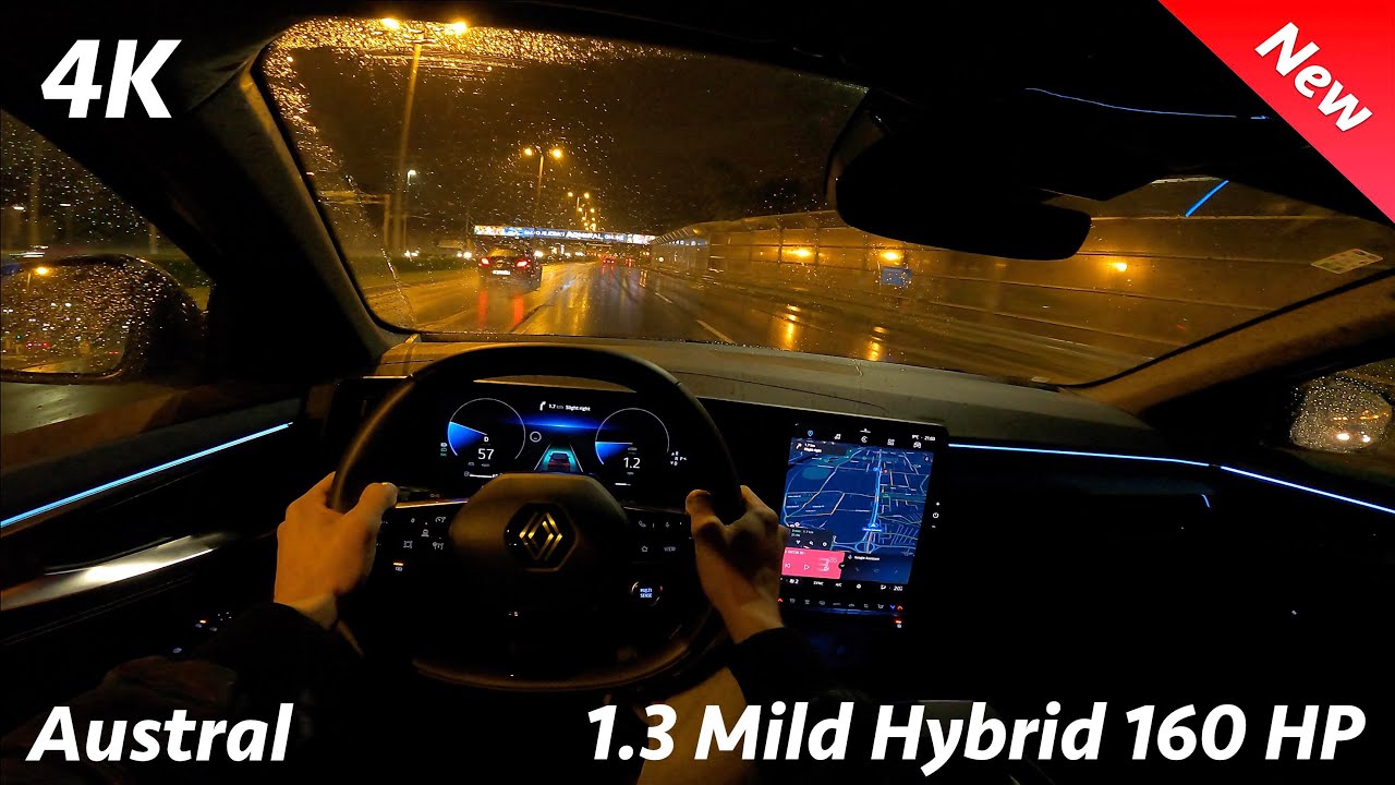 Renault Austral 2023 - Ночной обзор POV в 4K (Mild Hybrid 160), Расход