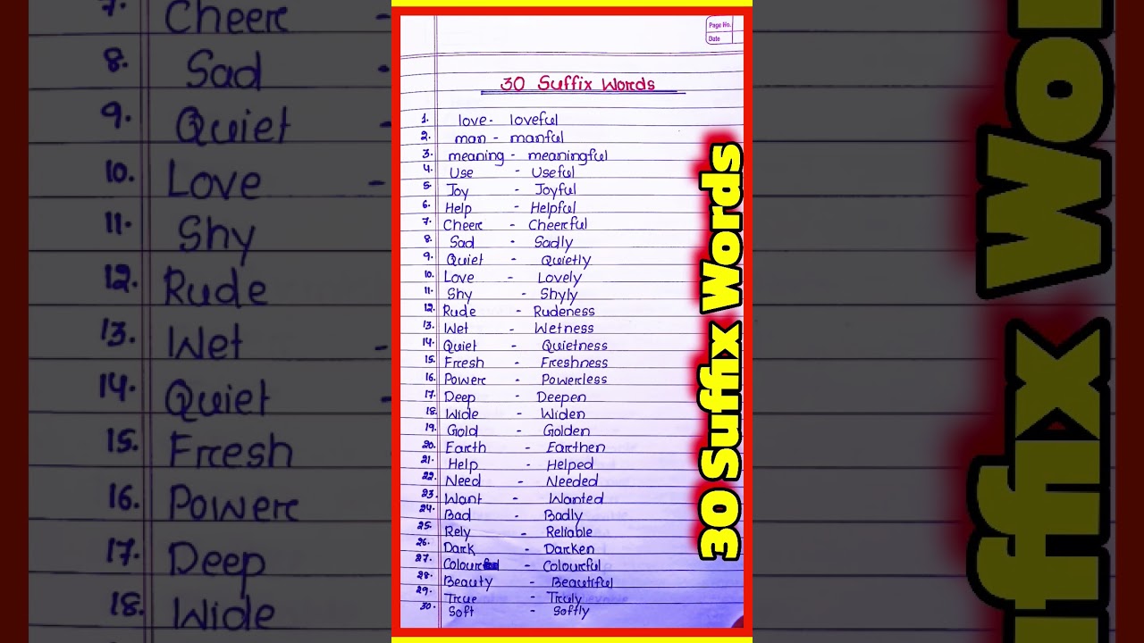 30 suffix word in english l suffix and prefix word l Prefix word suffix word in english