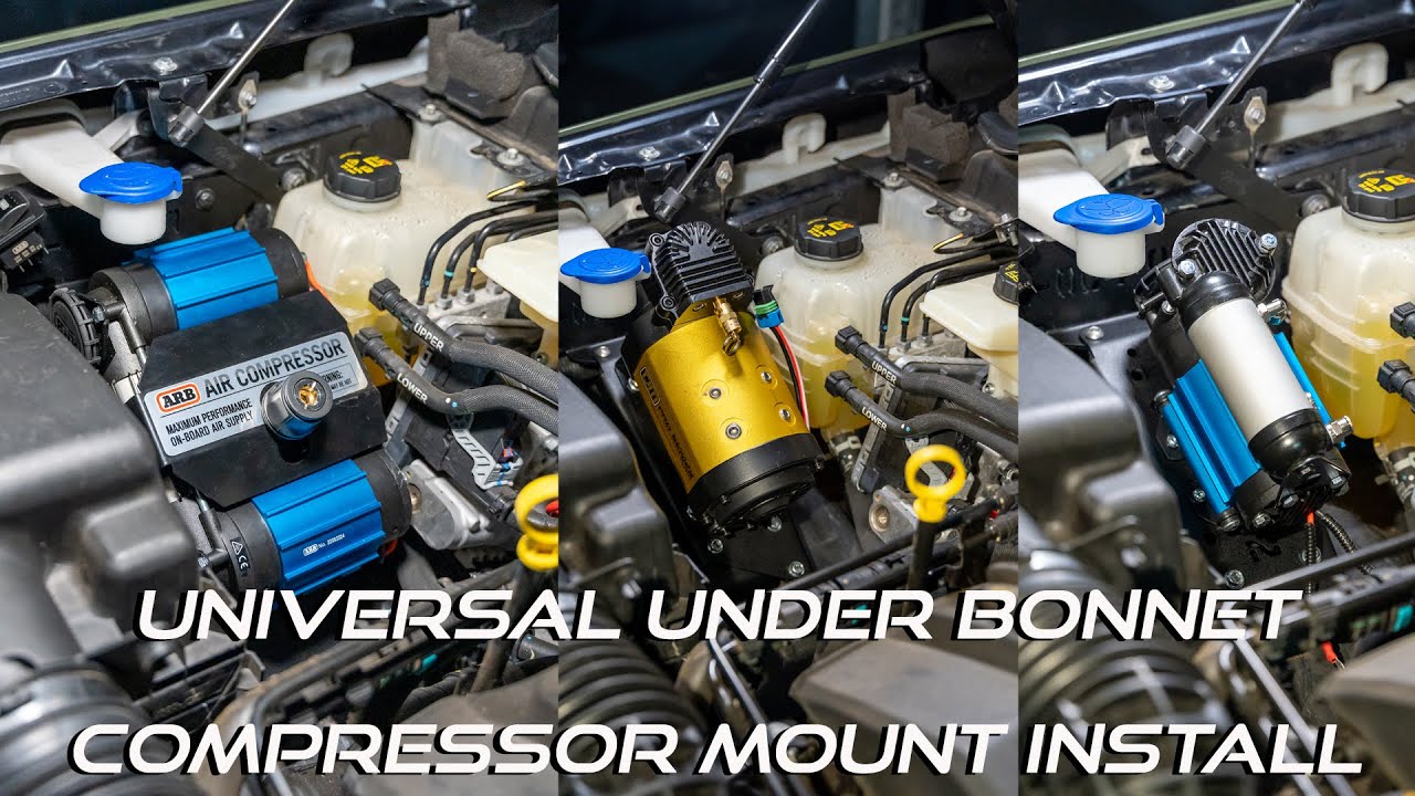 UNIVERSAL UNDER BONNET COMPRESSOR MOUNT for NEXT GEN RANGER & EVEREST MODELS Install