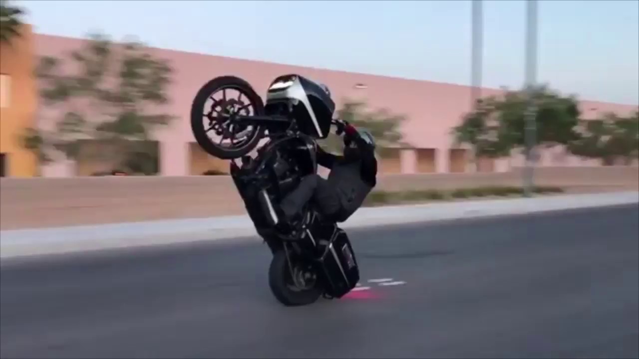 CRAZY footage of Harley Davidson wheelies & drifts