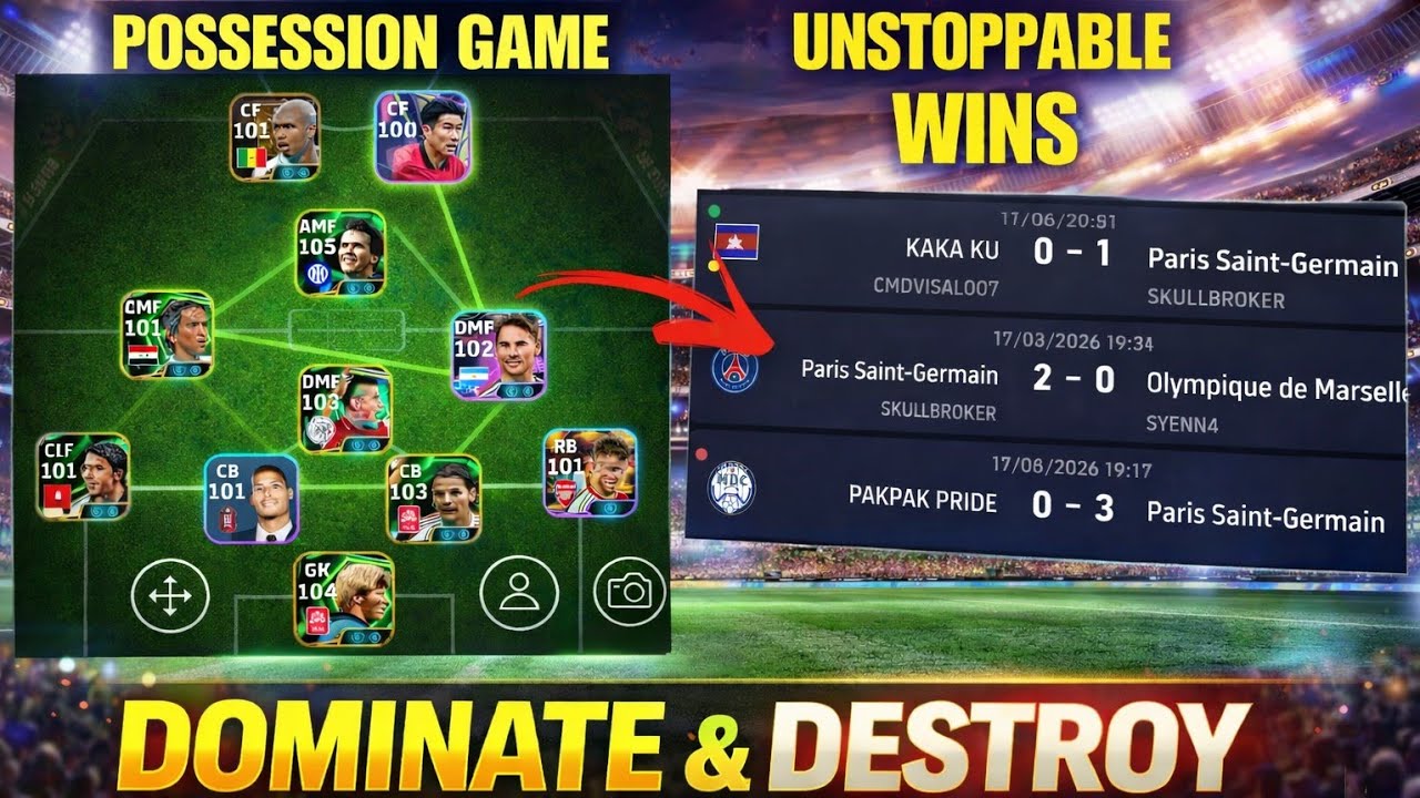 UNBEATABLE POSSESSION TACTIC IN eFootball!DOMINATE EVERY MATCH WITH THIS SETUP!! 