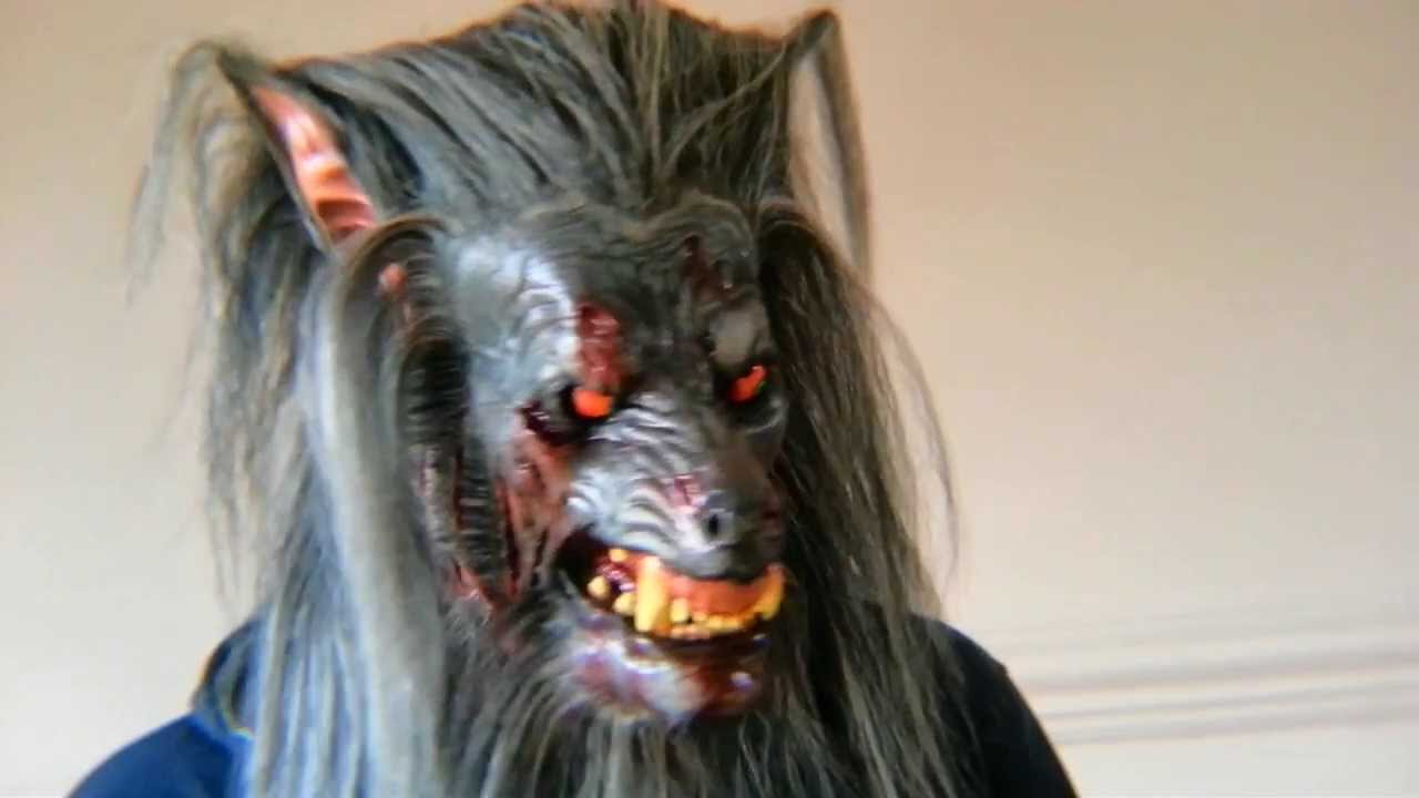 Werewolf Animatronic Halloween Mask Being Worn in Action