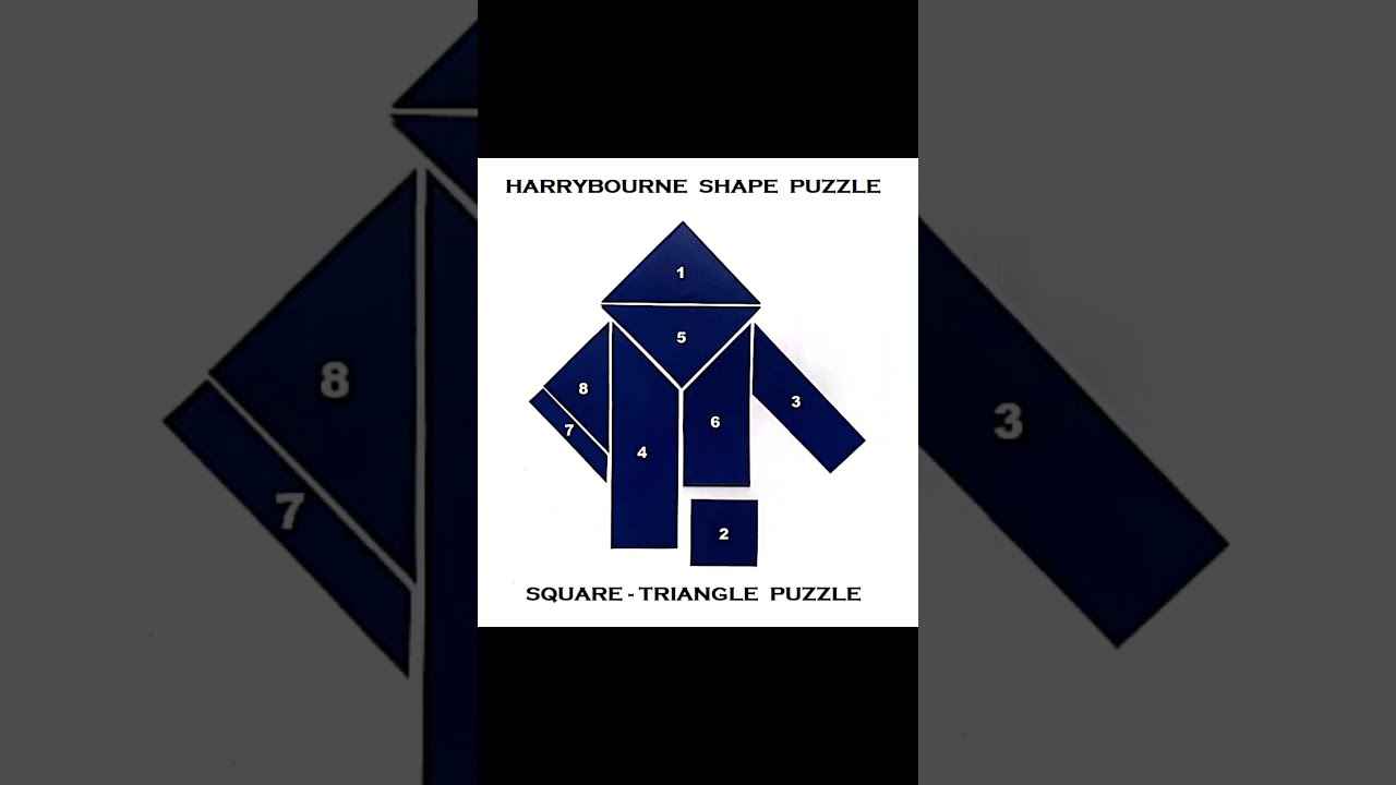 HARRYBOURNE Shape Puzzle | Handmade Wooden Puzzle | Kids / Adult Puzzle | Square - Triangle Puzzle