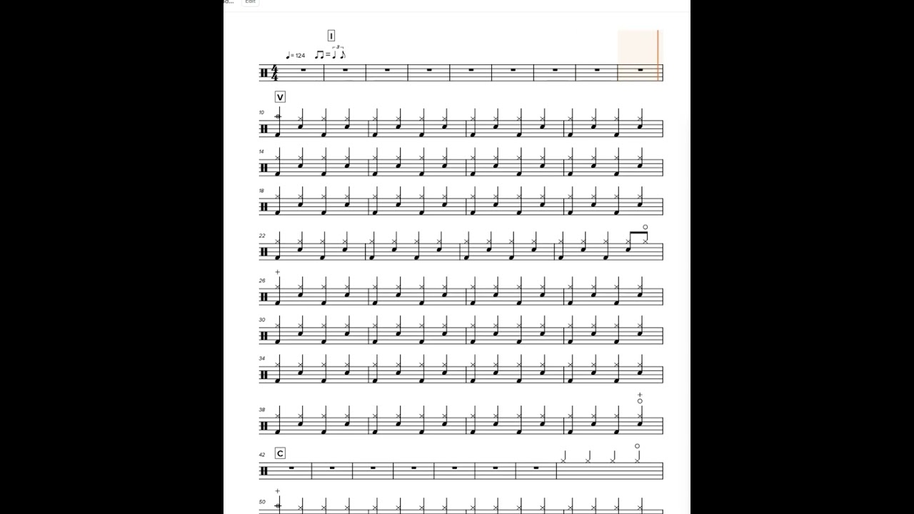 [Preview] Rein Me In-Sam Fender,Olivia Dean(124)-drum sheet music,drumtab,drumscore,드럼악보