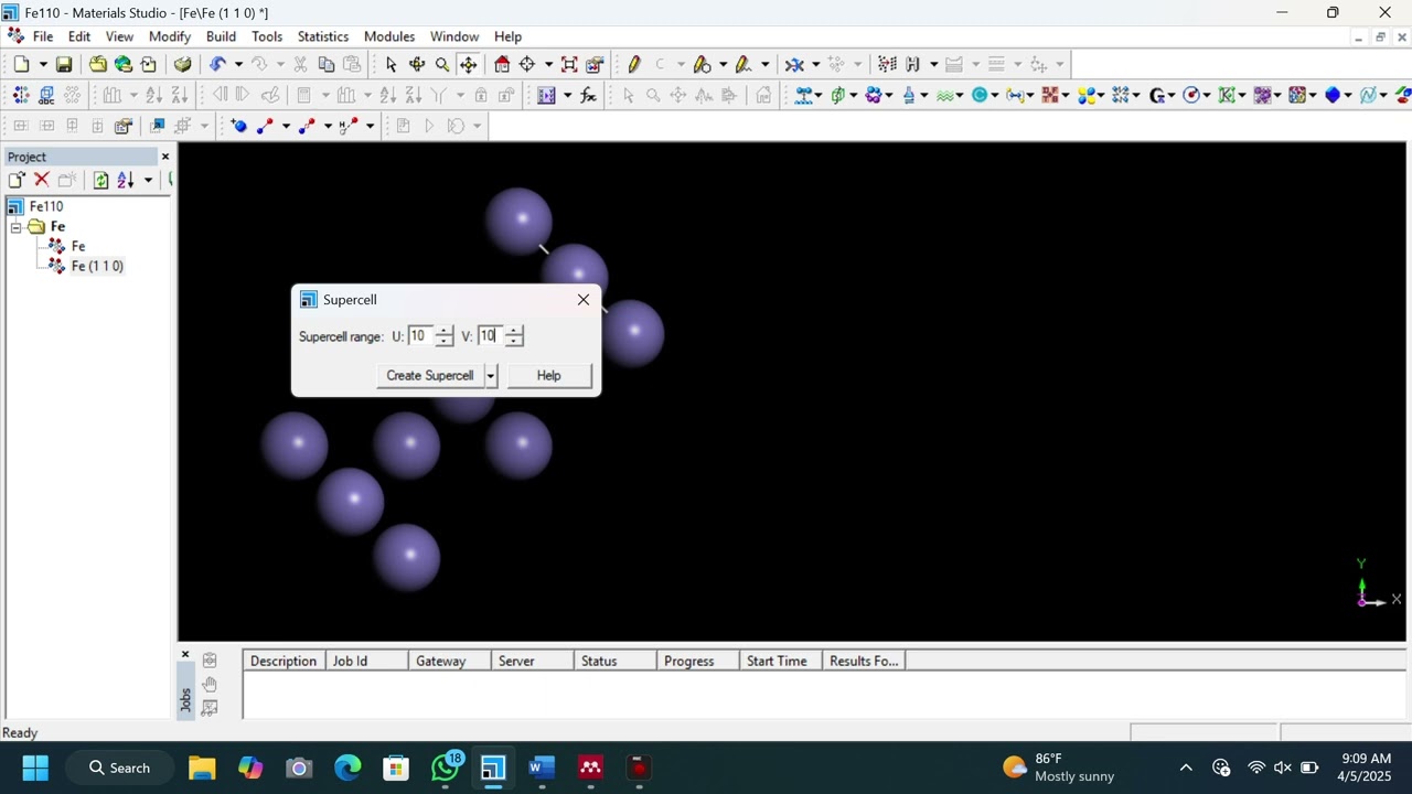 How to Build Fe110 on Materials Studio