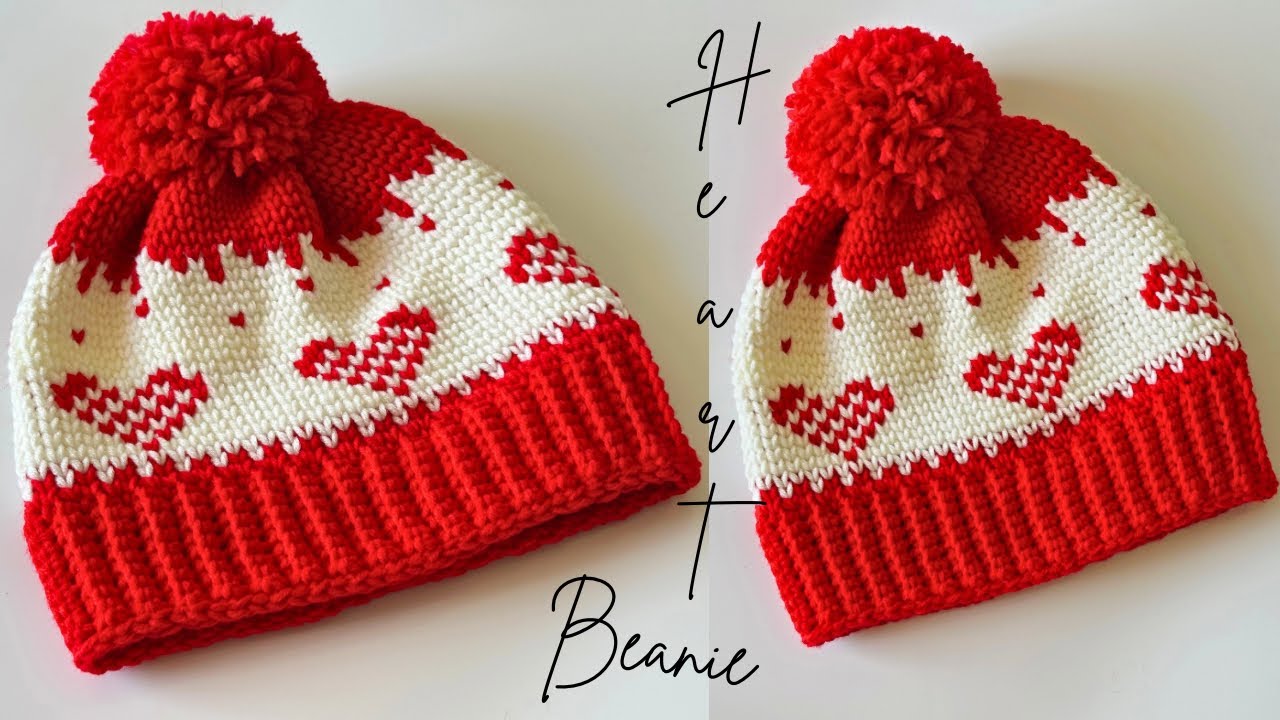 Unisex Red Heart Crochet Beanie  | Perfect Valentine's Gift | Beginner Friendly Tutorial Part 01