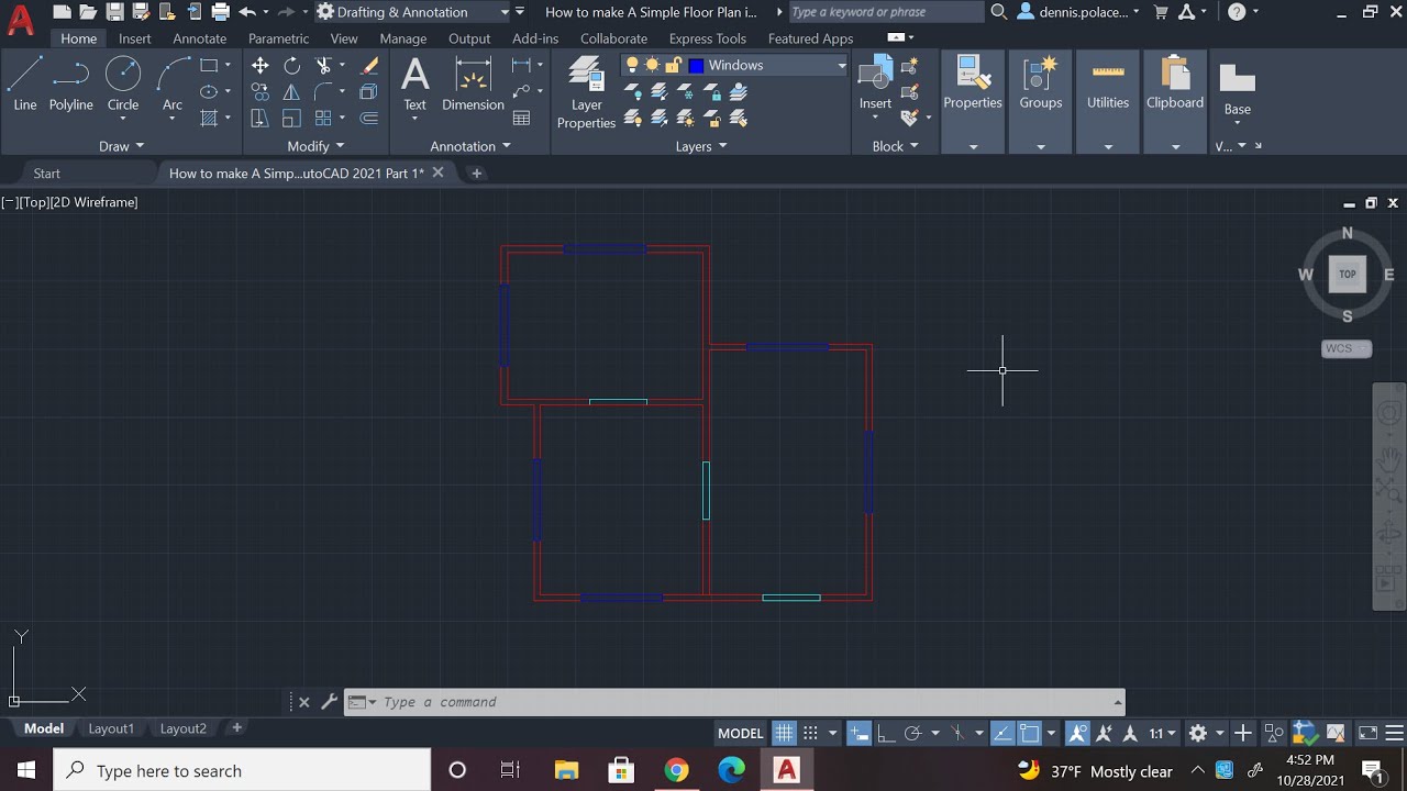 How to make A Simple Floor Plan in AutoCAD 2021 Part 1 of 4!