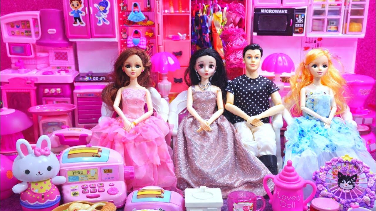 18 Minutes Satisfying Unboxing Pink Barbie Doll Bedroom, Kitchen Collection, Review Toys | ASMR 