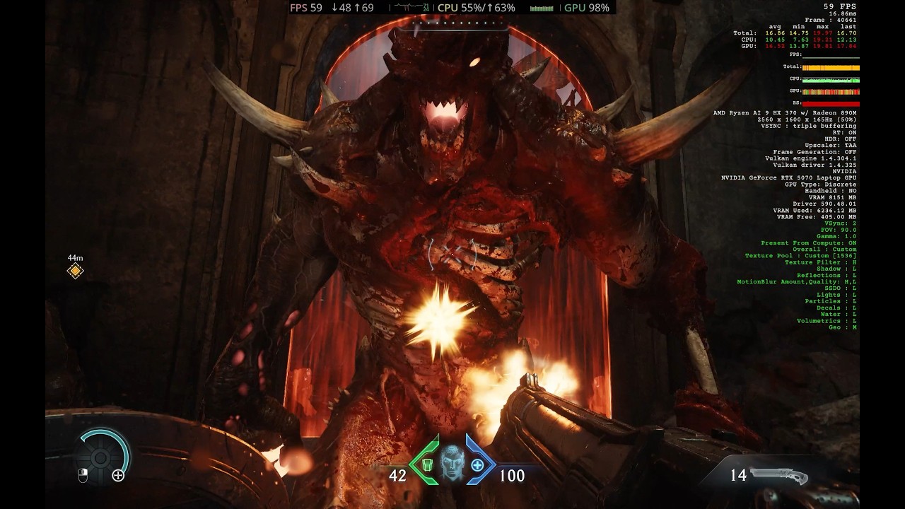 [Framework 16] DOOM: The Dark Ages - Village of Khalim (Bazzite + HX 370 + 5070 M Laptop)