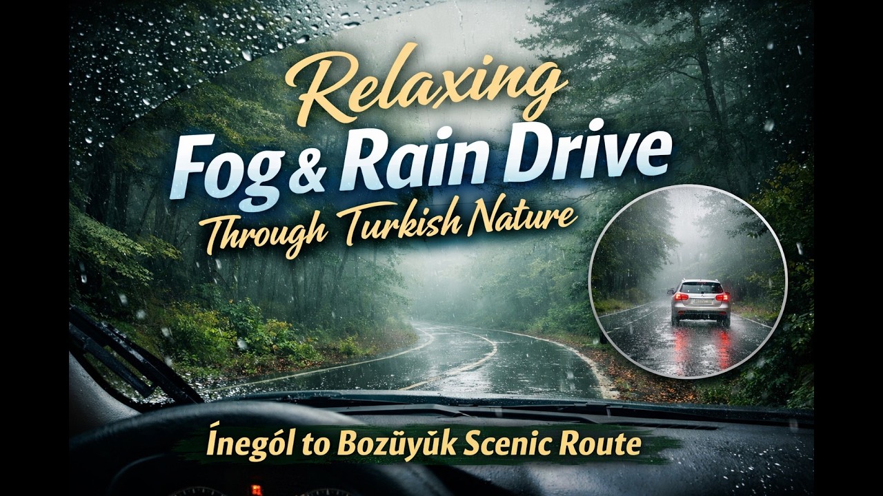 Relaxing Fog & Rain Drive Through Turkish Nature | İnegöl to Bozüyük Scenic Route