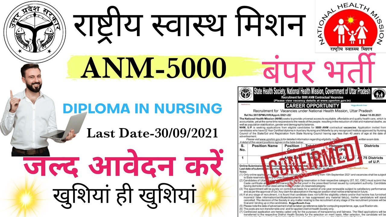 UP ANM RECRUITMENT 2021 || ANM-MH Bharti 2021 || 5000 posts || UP ANM ONLINE FORM