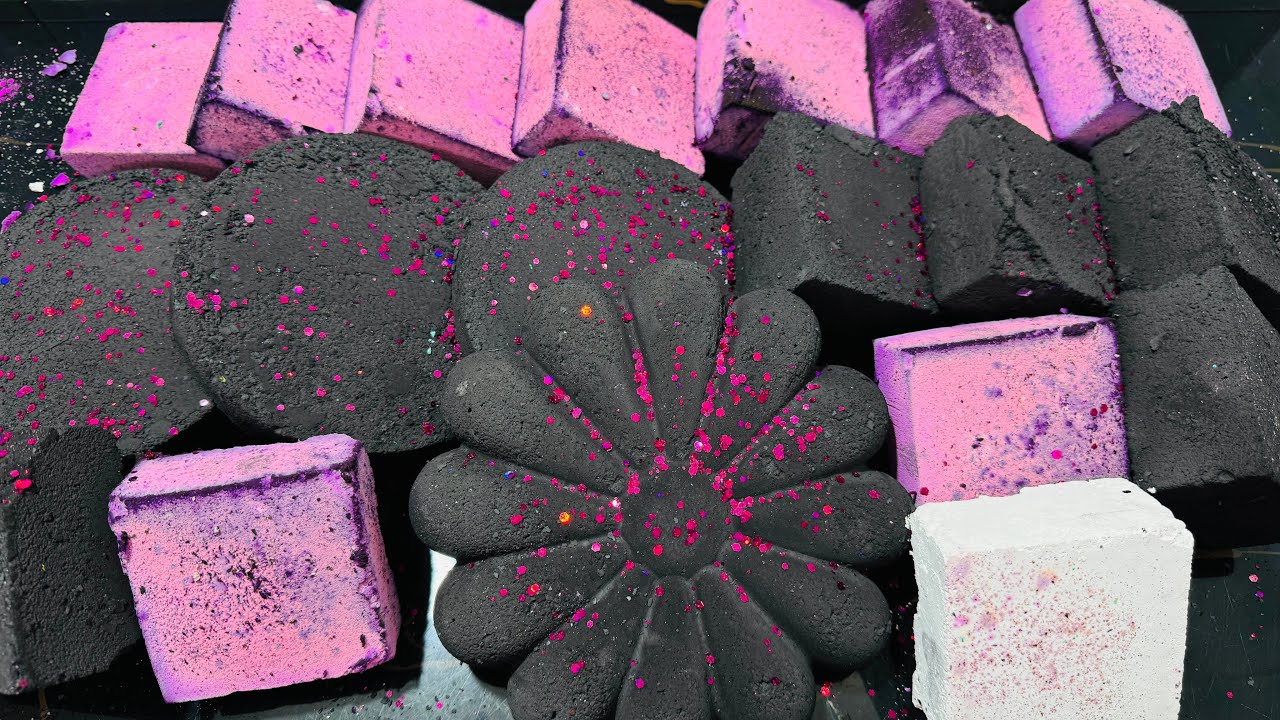 Crunchy Black & Pink CC Dyed Chalk Crush | Oddly Satisfying ASMR