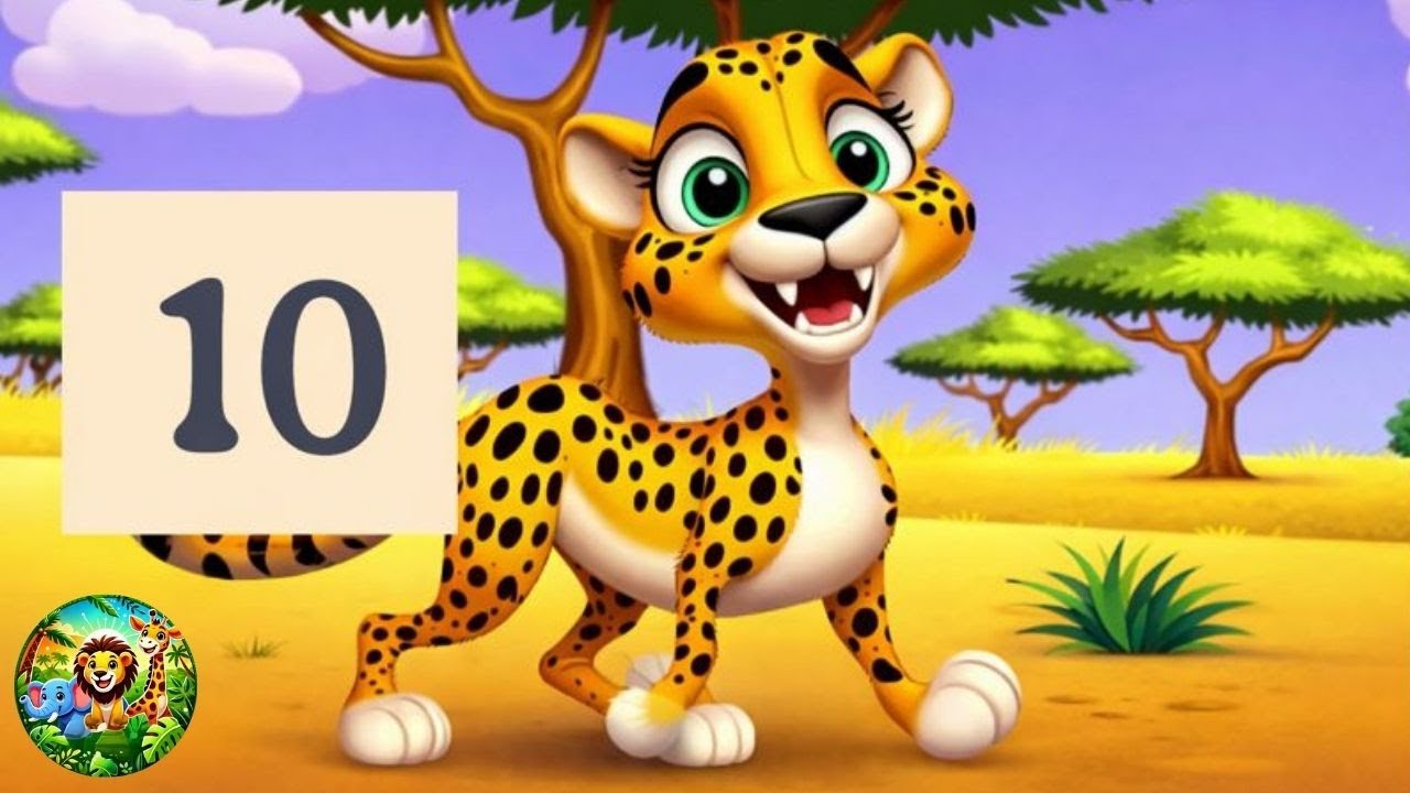 COUNT TO 10 with the Cheetah 🐆 | Fun Safari Counting Song for Kids