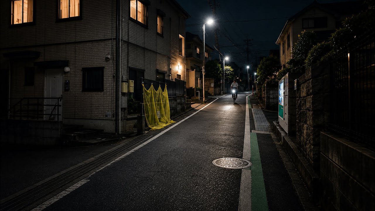 Quiet Night Walk Through Japanese Streets 