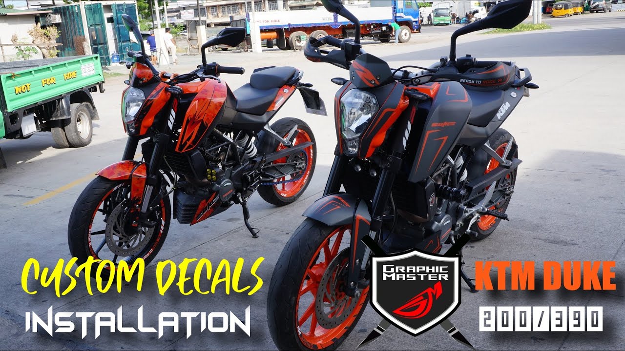 KTM Duke 200/390 - Custom Wrapped Decals - Matte Grey - Sticker Installation - Graphic Master