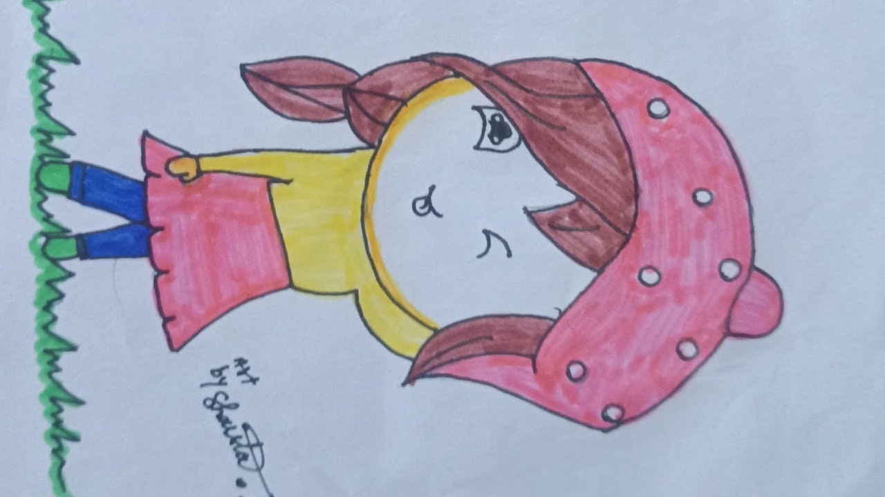 Cartoon girl drawing | cute drawing | shaistaart••••