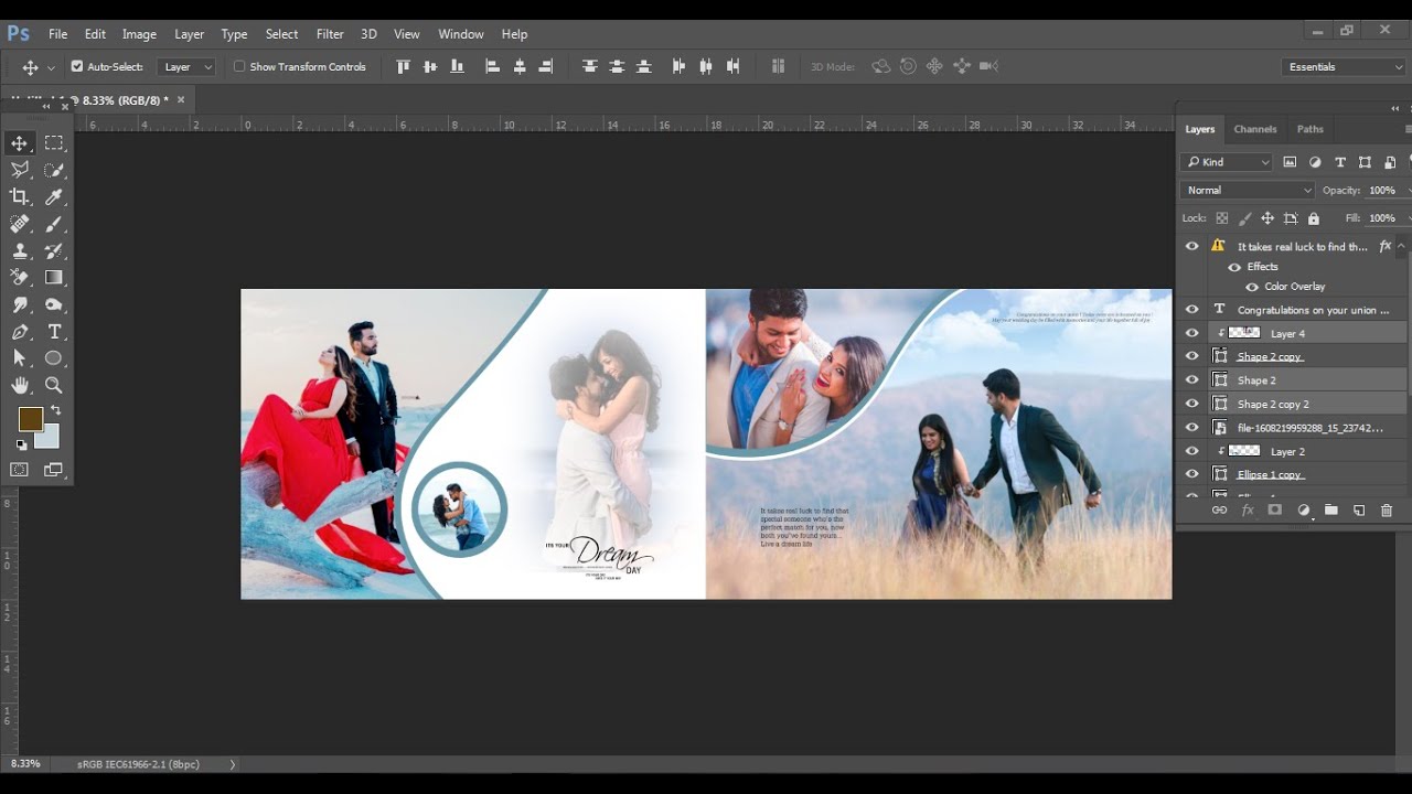 12X36 Wedding Album Design in Photoshop Tutorial 
