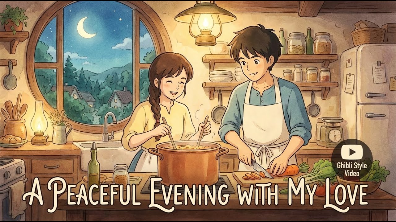 A Peaceful Evening with My Love — Cooking Together in Animation | Ghibli Style Video