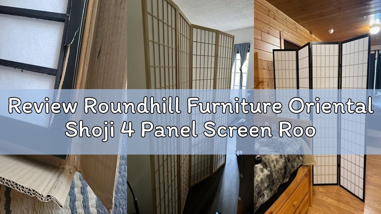 Review Roundhill Furniture Oriental Shoji 4 Panel Screen Room Divider, Black