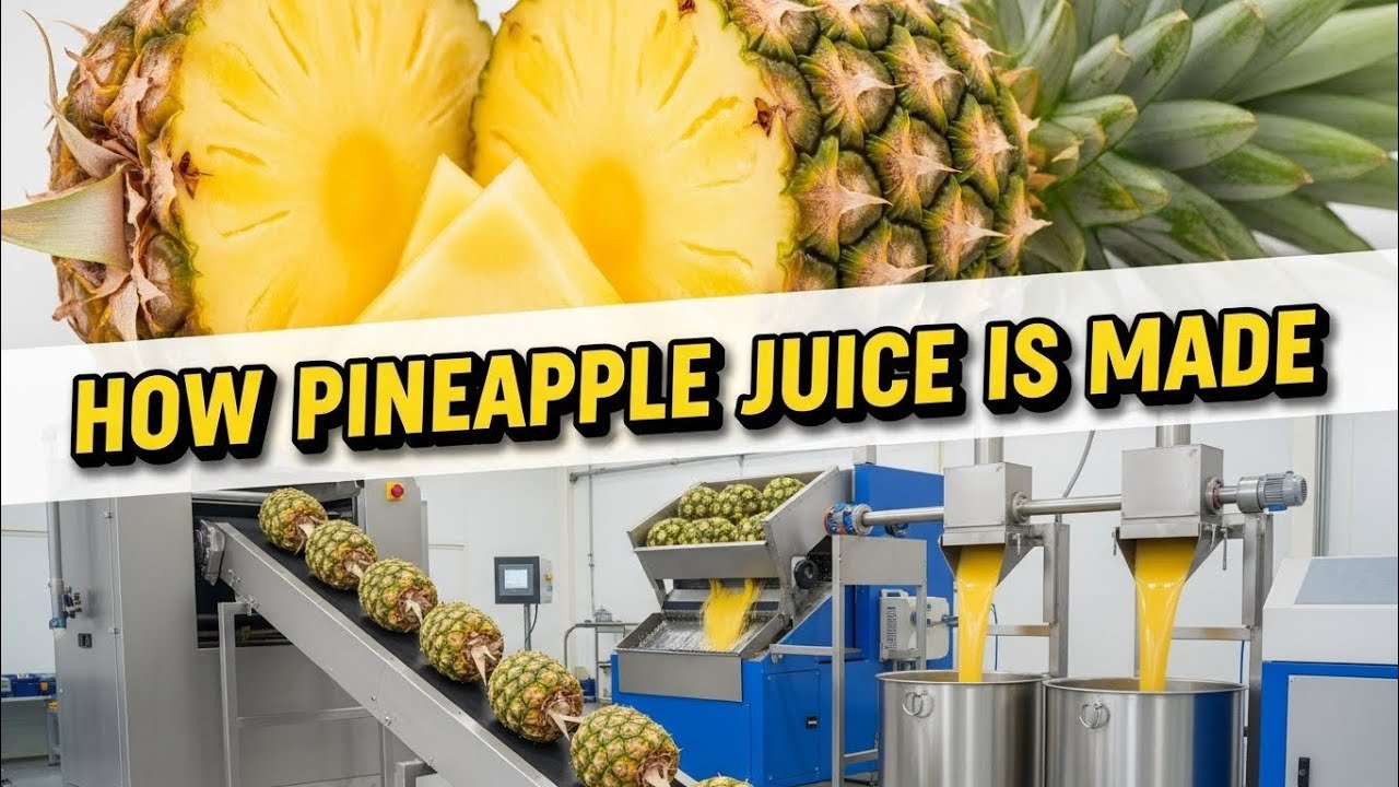 How Pineapple Juice Is Made in a Factory | Ananas Juice Processing | Fruit Juice Factory 