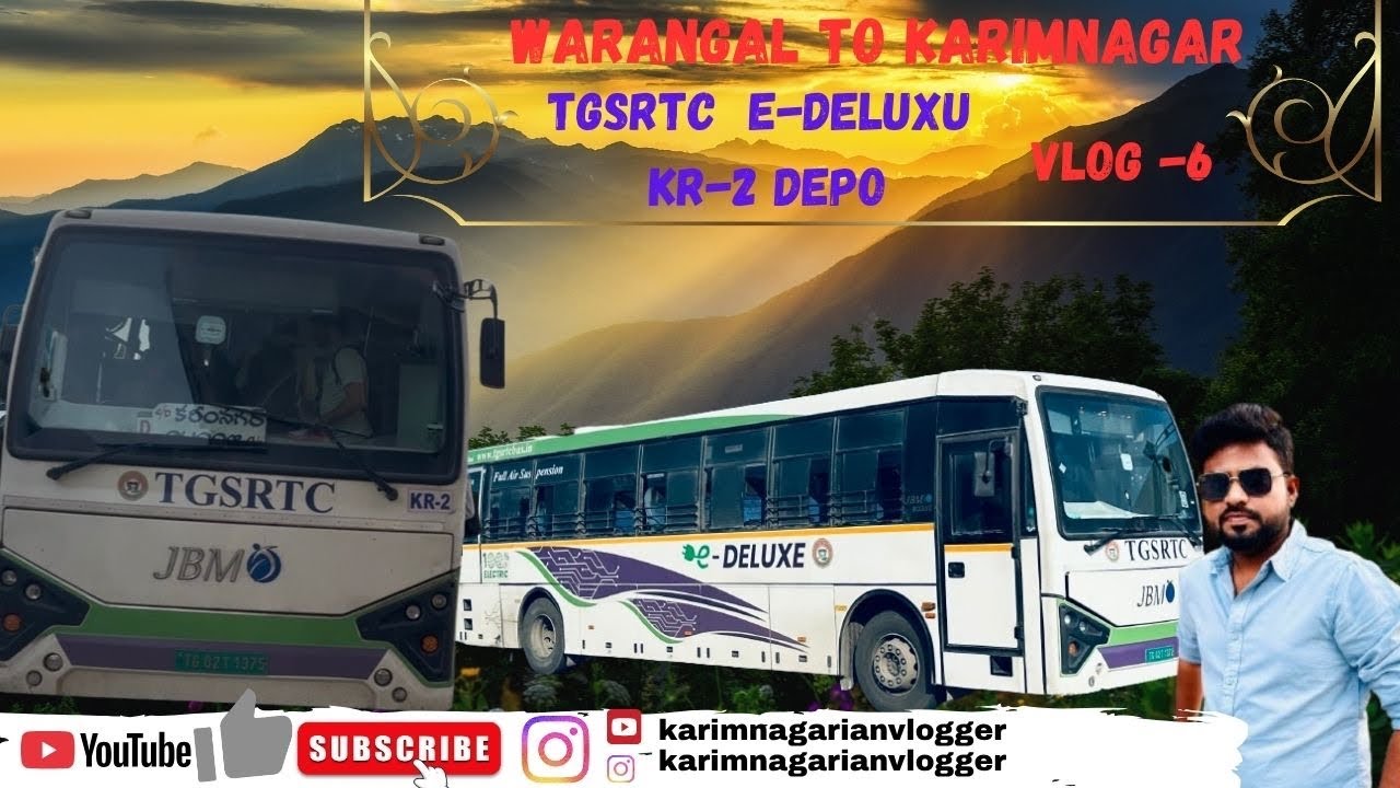 Warangal to Karimnagar TGSRTC kr-2 depo e-deluxe 100% electric bus journey#karimnagrianvlogger vlg-6